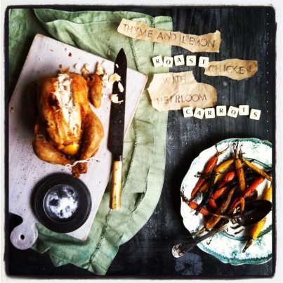 Good Food Friday : thyme and lemon chicken, with heirloom carrots!